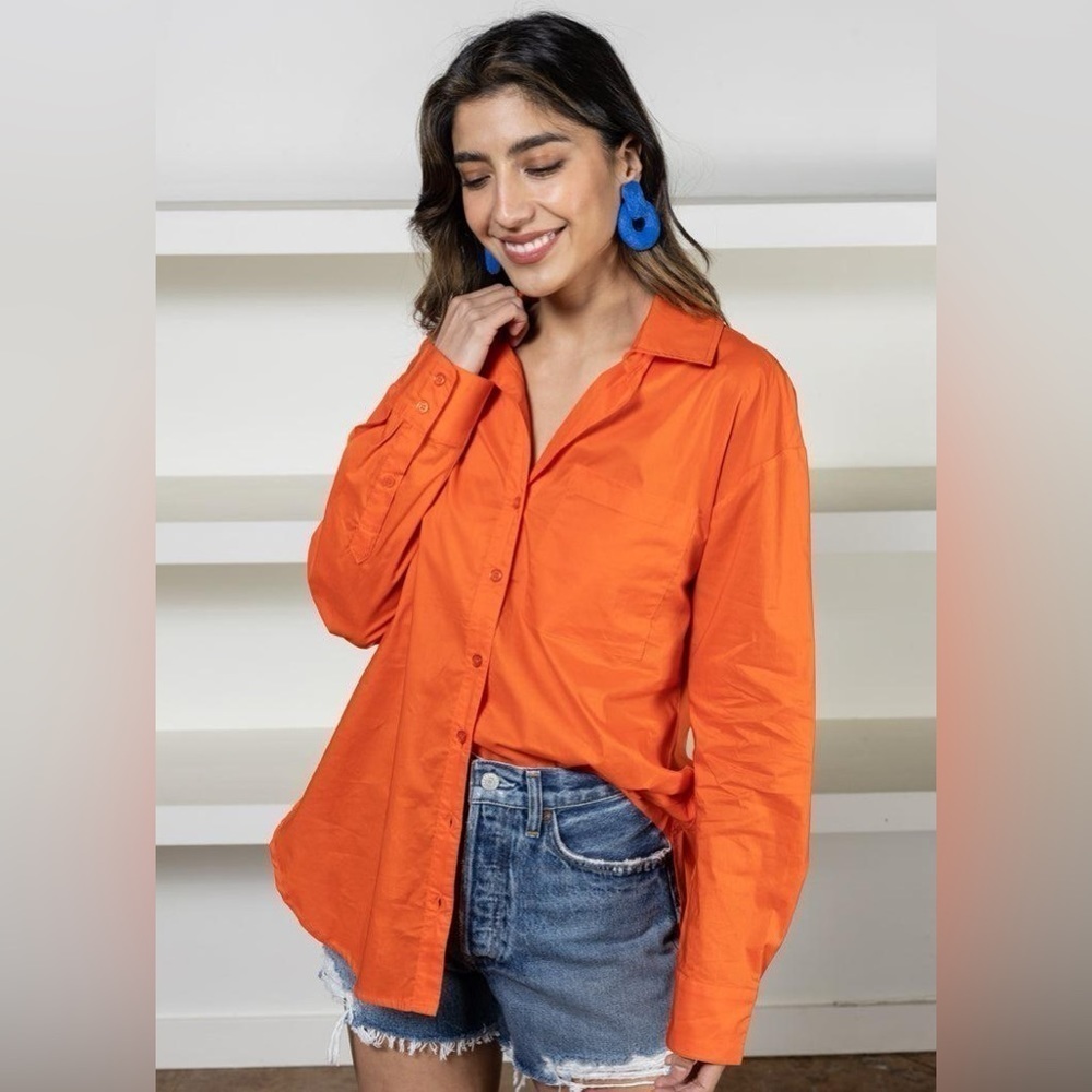 Sanctuary Button Down Slit Back Orange Tunic size 1X